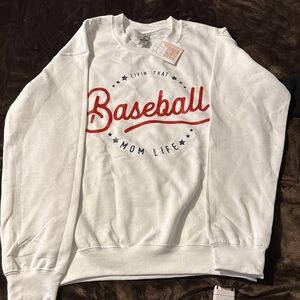 White Baseball Mom Life Sweater